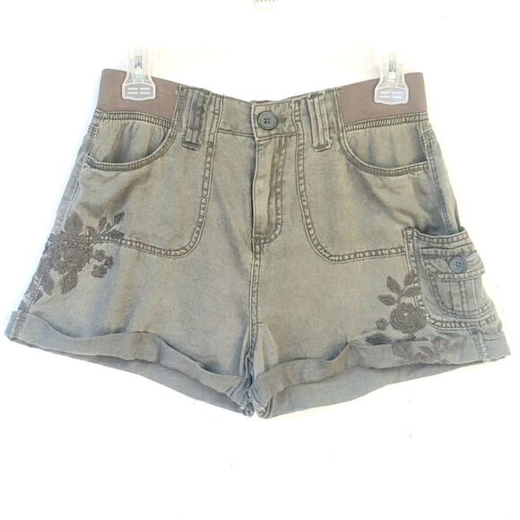 Shorts Boho XS Imbrodery Green Pants New - Picture 1 of 8